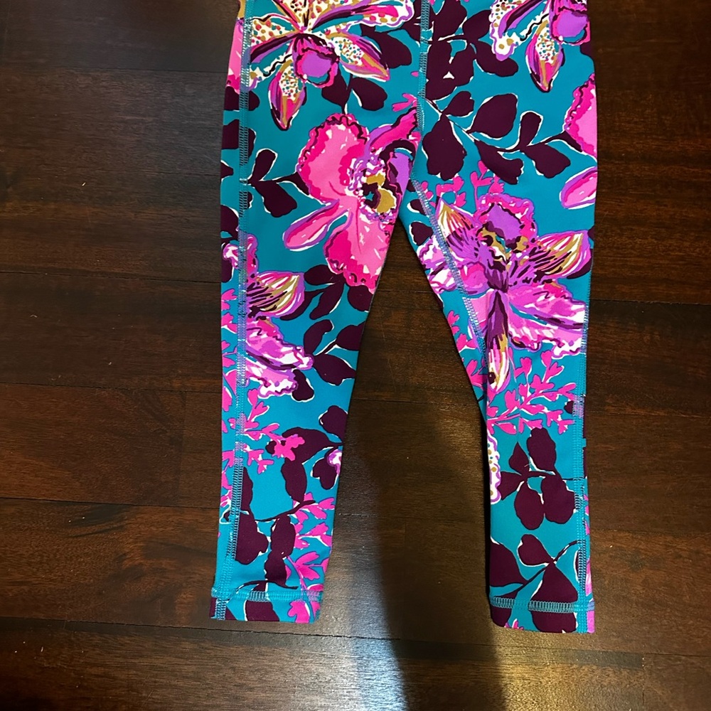 Lilly Pulitzer Teal and Pink Floral Leggings